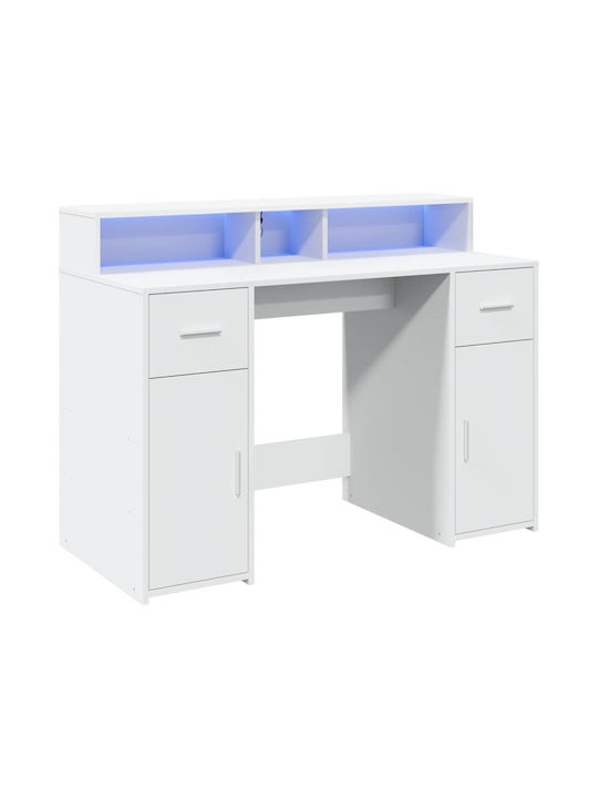 Γραφείο Ξύλινο Λευκό με LED & USB θύρες 120x55x91εκ.