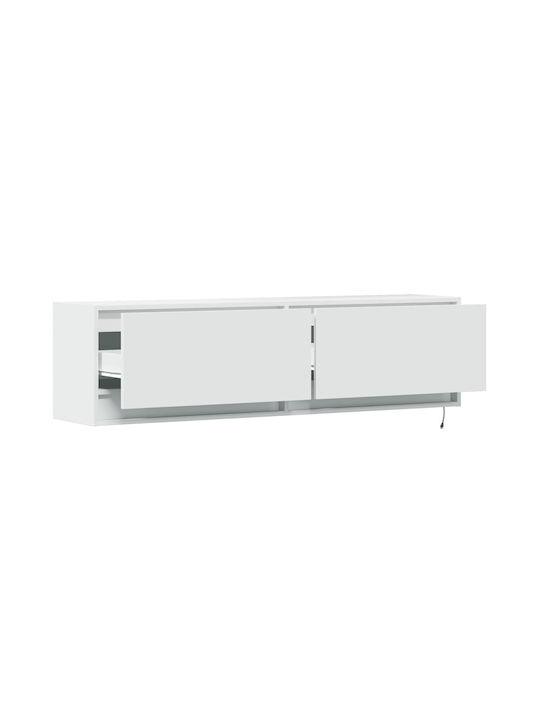 Stand TV Alb Cu Iluminare LED L140xA31xÎ38cm
