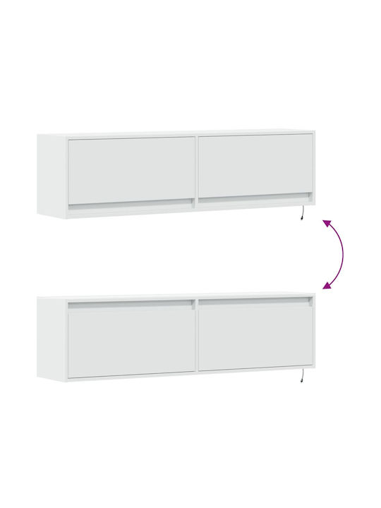 Stand TV Alb Cu Iluminare LED L140xA31xÎ38cm