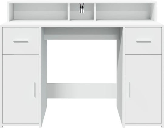 Γραφείο Ξύλινο Λευκό με LED & USB θύρες 120x55x91εκ.
