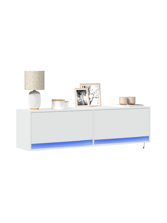 Stand TV Alb Cu Iluminare LED L140xA31xÎ38cm
