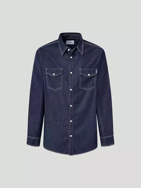 Pepe Jeans Men's Shirt Long Sleeve Denim Blue