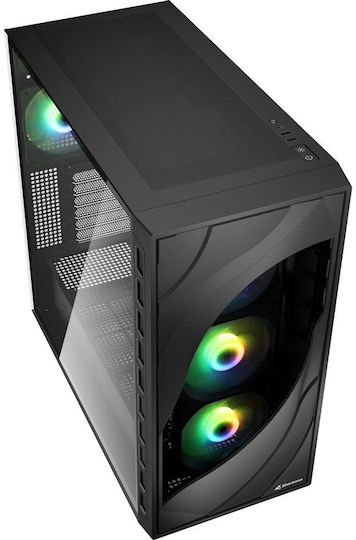 Sharkoon Rebel C80G RGB Gaming Midi Tower Κουτί Υπολογιστή με Πλαϊνό Παράθυρο Μαύρο