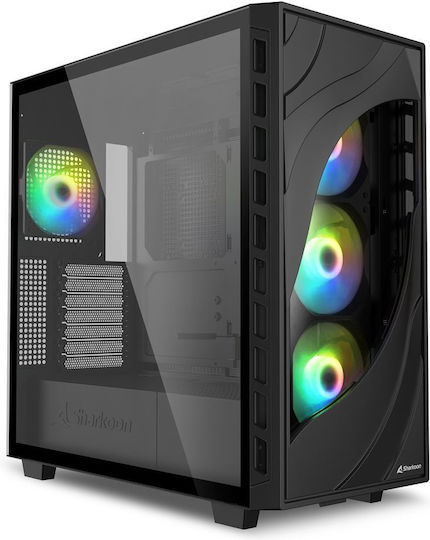 Sharkoon Rebel C80G RGB Gaming Midi Tower Κουτί Υπολογιστή με Πλαϊνό Παράθυρο Μαύρο