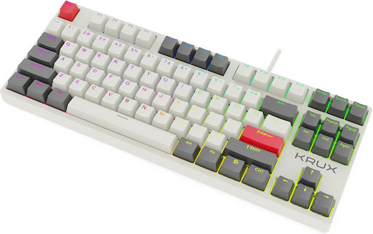 Krux PRO RGB Гейминг Механична Клавиатура с Gateron Yellow Превключватели и RGB Осветление Английски (САЩ) Бяла