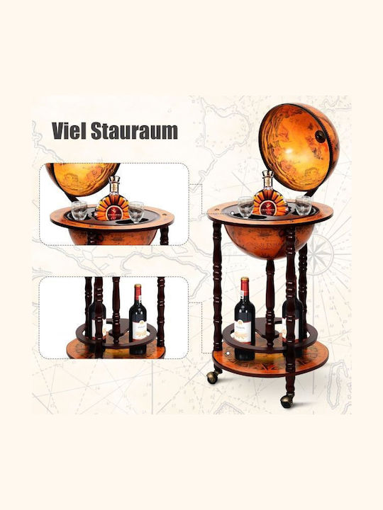 Wooden Globe Bar Wine Cabinet 88 Cm X 45 Cm X 45 Cm Costway Hw47195