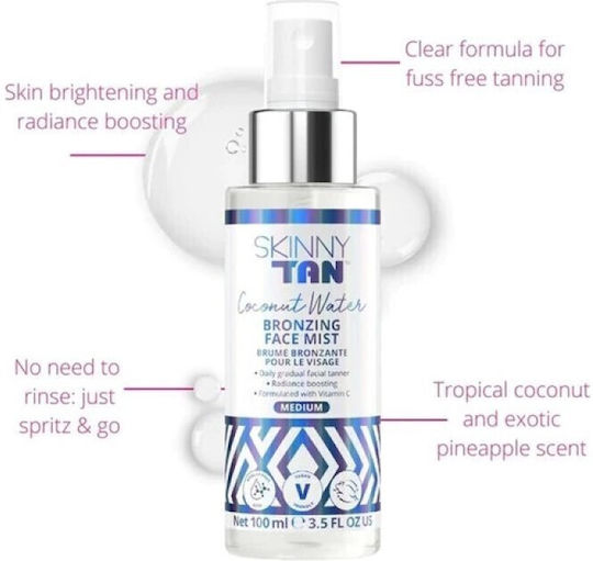 Skinny Tan Coconut Water Face Bronzing Mist Tanning Face Scent of Coconut & Pineapple 100ml