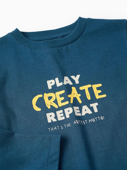 Zippy Kids Blouse Long Sleeve Blue Artist Motto