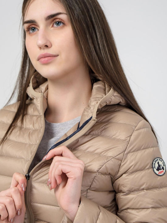 Jott Cloe Kurz Damen Puffer Jacke Wasserdicht und Winddicht für Winter Beige