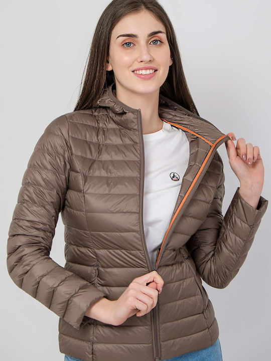 Cloe Kurz Damen Puffer Jacke Wasserdicht und Winddicht für Winter Beige