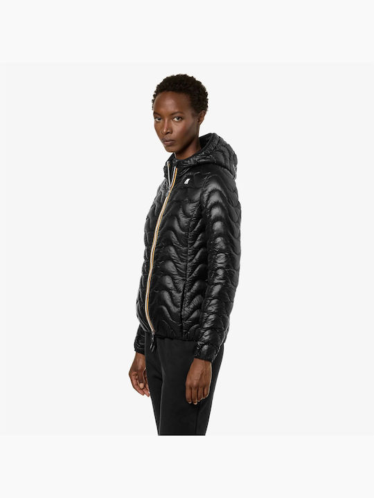 K-Way Kurz Damen Puffer Jacke Wasserdicht und Winddicht Black