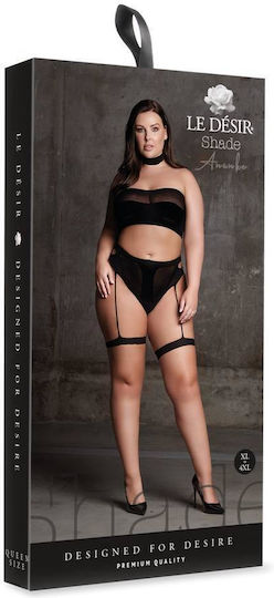 Shots Sexy Σετ Εσωρούχων με Ζαρτιέρες Μαύρο Plus Size 3τμχ