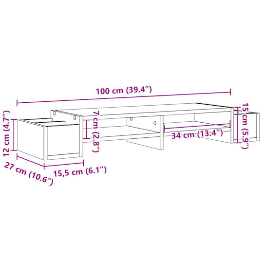 vidaXL Suport Birou pentru 2 Monitoare Beton Gri (854691)