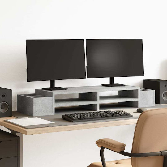 vidaXL Suport Birou pentru 2 Monitoare Beton Gri (854691)