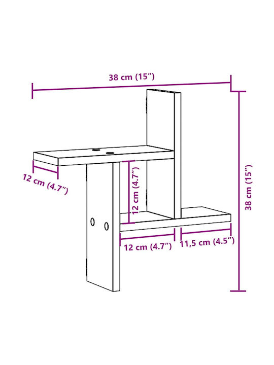 Wall Shelves Brown 2 Pieces 38x12x38 cm