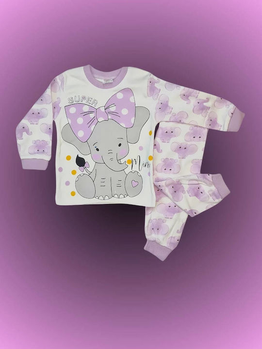 Supermini Kids Pyjamas Winter Cotton Lila