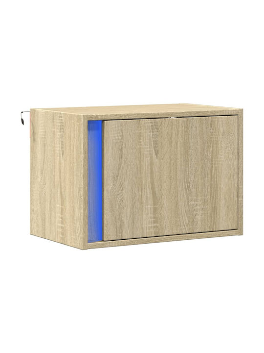 Vidaxl Wall-Mounted Bedside Table with LED Lights Sonoma Oak 50x31x35cm 1 Piece Brown