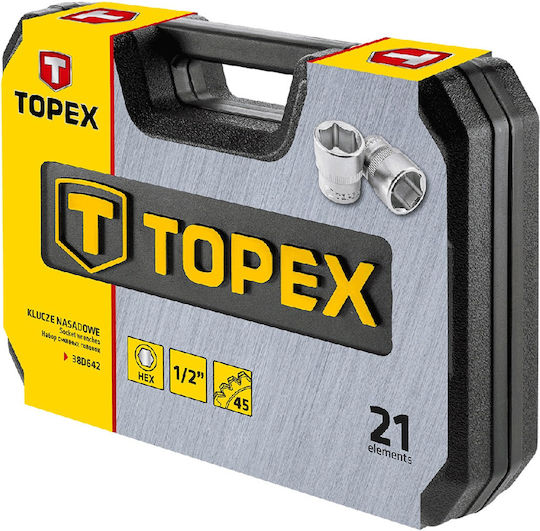 Topex Ратчетни и гнездови гарнитури 1\2" 21бр