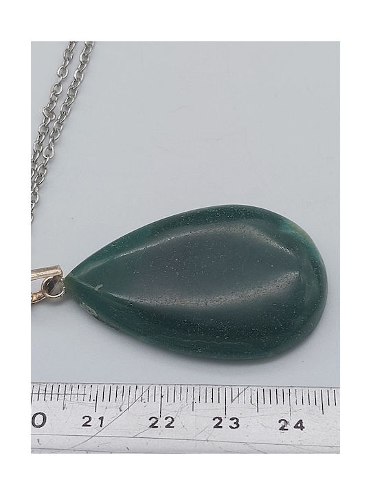 Cabochon Aventurine Necklace Steel Chain