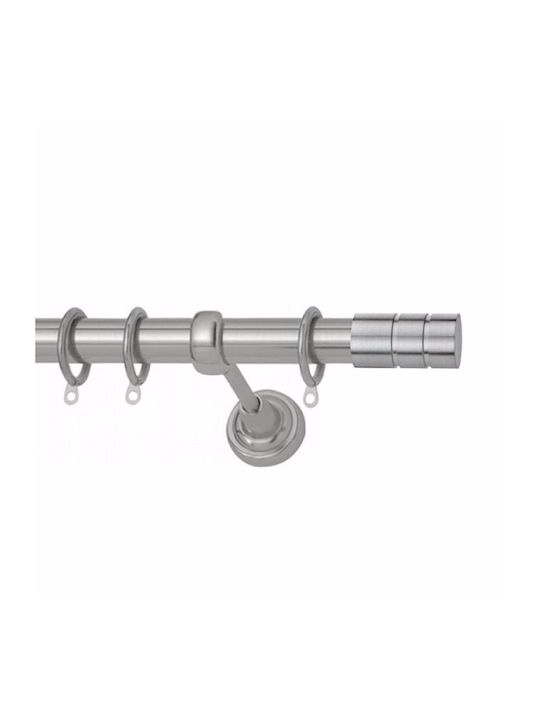Metallic Curtain Pole Groove Double with Rod Φ25mm 160cm Nickel Satin