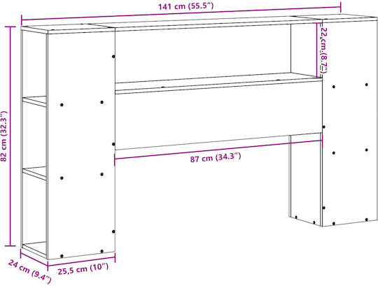 vidaXL Κεφαλάρι Κρεβατιού Ξύλινο Καφέ 141x82cm