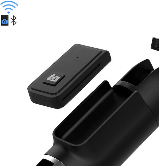Bluetooth Wireless Selfie Stick Adjustable Height Tripod Function Black