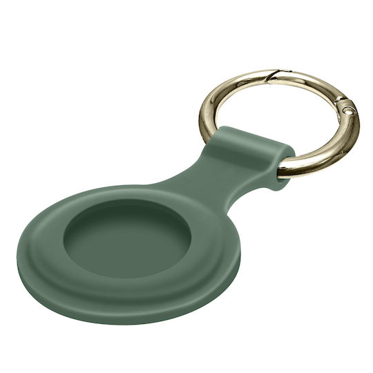 Protection Airtag Silicone Gel Raised Contour Antichoc Ring Carabiner Green