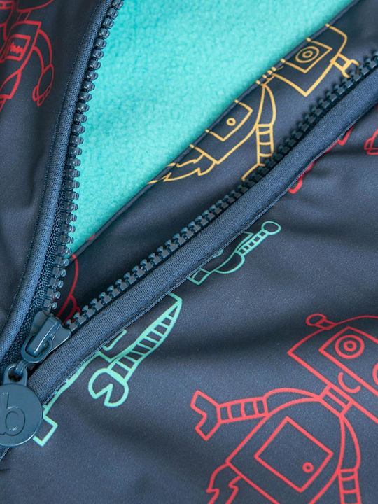 Wasserdichtes Kinderjacke Lässig Kurze mit Kapuze Dunkelblau