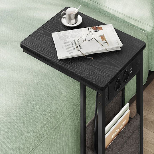 Beistelltisch mit integrierten Steckdosen & USB 40x30x62 Vasagle LET356B02 Holz Metall