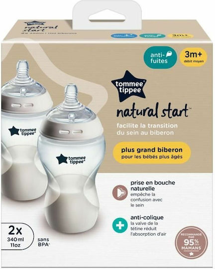 Tommee Tippee Plastic Baby Bottle Anti-Colic with Silicone Nipple 340ml 2pcs