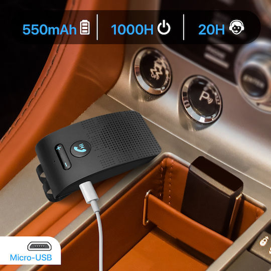 Kit auto Bluetooth 4.0 Hands Free Kx1 cu vizor solar, butoane multipunct, negru