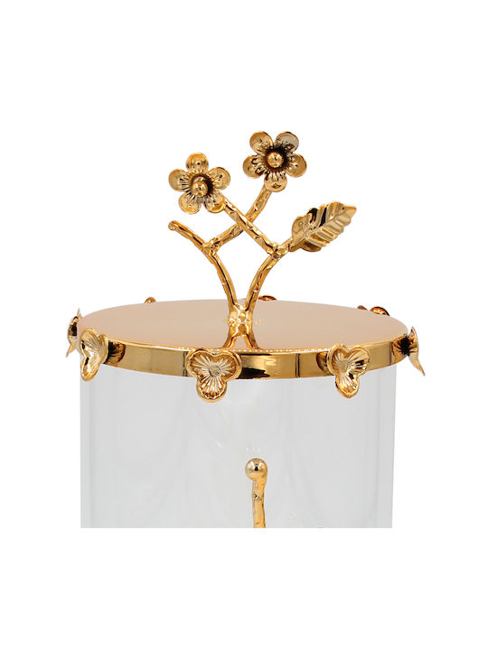 Keskor Φοντανιέρα Μεταλλική με Καπάκι 14x14x28cm Χρυσή