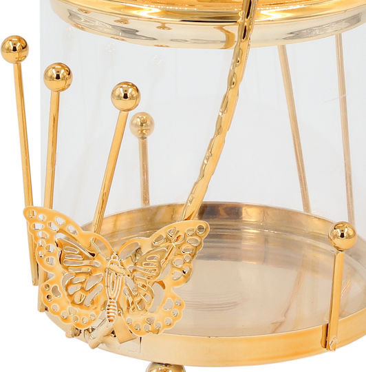 Keskor Φοντανιέρα Metallisch mit Deckel 12x12x23cm Gold