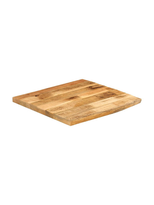 Vidaxl Blat de masă 40x40x3.8cm Margine Naturală Lemn de Mango Solid 1 Bucată Maro