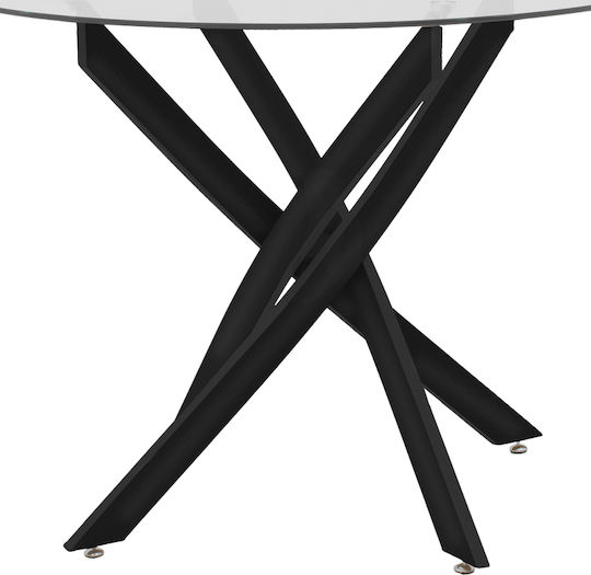 Antoro Round Table Dining Room with Glass Surface Black 80x80x75cm