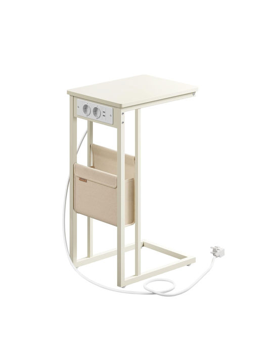 Masă laterală cu prize încorporate și USB 40x30x62 Vasagle LET356W02 Lemn Metal