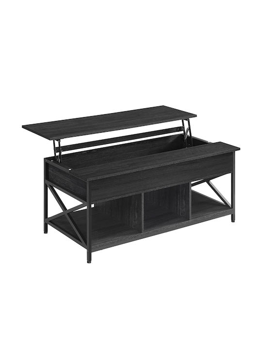 Rectangular Central Wooden Coffee Table with Lifting Mechanism Gray 120x60x48cm