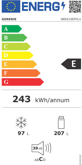 Gorenje Kühl-Gefrierkombination 304Es Total NoFrost H186xB59.5xT58.9cm. Inox NRK619EPXL4