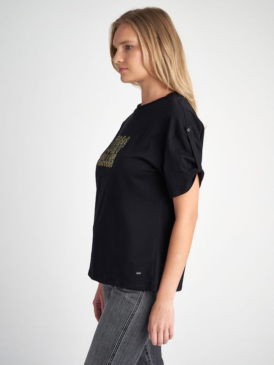 Staff Women's Blouse Short Sleeve Black