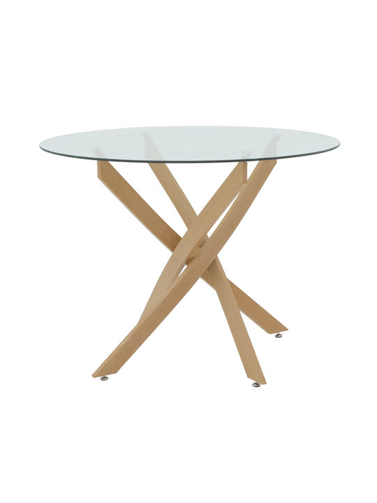 Antoro Round Table with Glass Surface 80x80x75cm