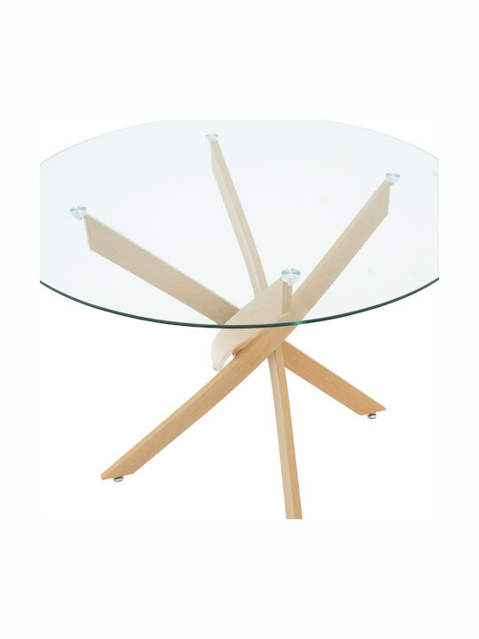 Antoro Round Table Dining Room with Glass Surface 80x80x75cm