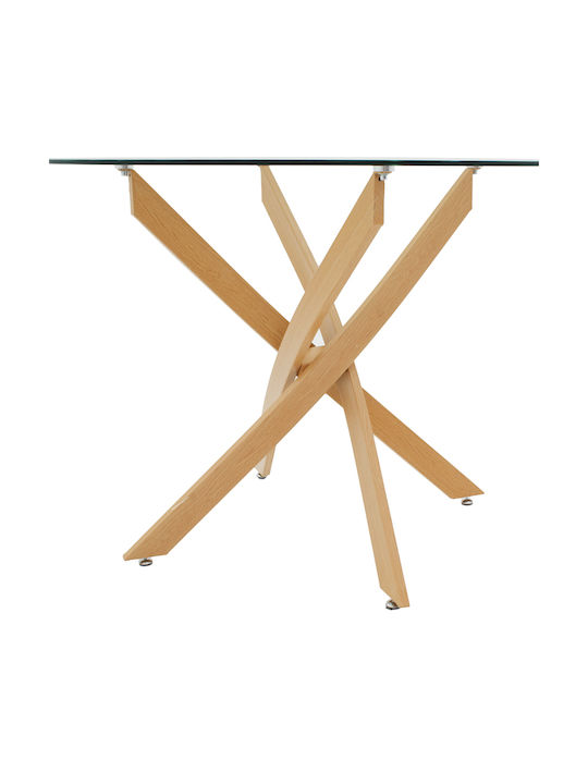 Antoro Round Table Dining Room with Glass Surface 80x80x75cm