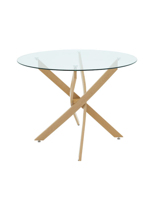 Antoro Round Table Dining Room with Glass Surface 80x80x75cm