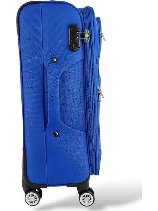 Playbags Голям Куфар За Пътуване Текстилен Син Електрически С 4 Колела Височина 75 См