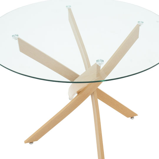 Antoro Table Dining Room with Glass Surface 100x100x75cm