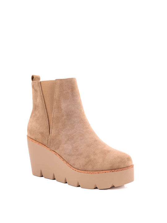 Beige Modern Platform Ankle Boots