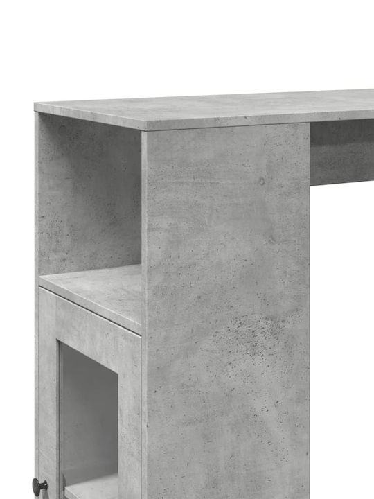 Vidaxl Τραπέζι Μπαρ Ράφια Γκρι Σκυρ 101x40x103,5cm Επεξεργ Ξύλο 1 Τεμ Γκρι