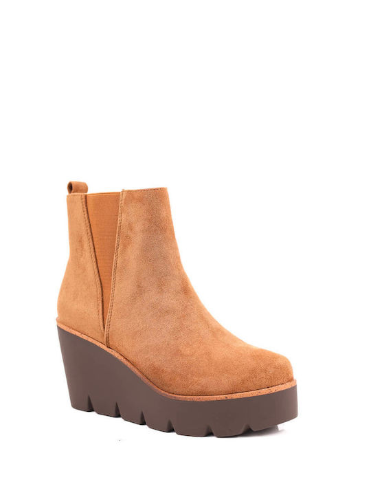 Moderne Plateau-Stiefeletten in Tan