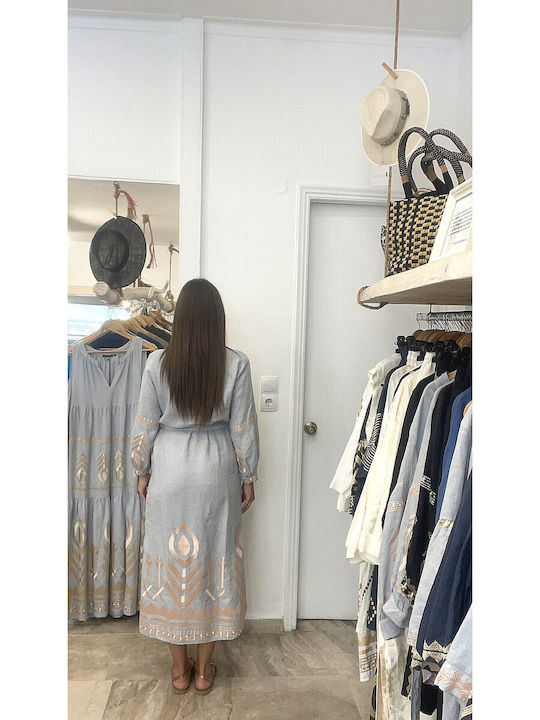 Greek Archaic Kori Rochii de vară pentru femei Maxi Rochie cu cămașă Rochie Light Grey, Pink, Bronze