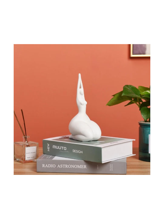 Faena Keramik Dekorative Skulptur Füllige Frau Weiß 19 cm